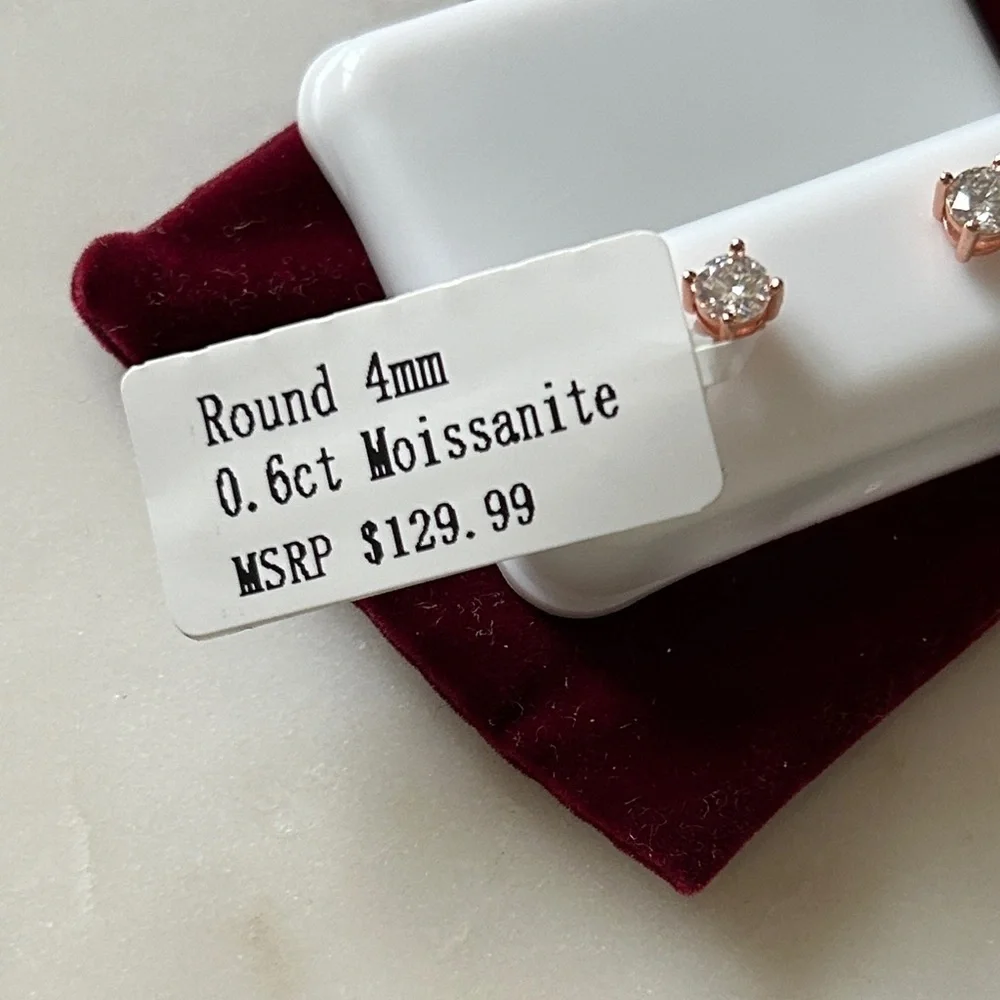Moissanite Diamond rose gold screwback‎ Stud Earrings
